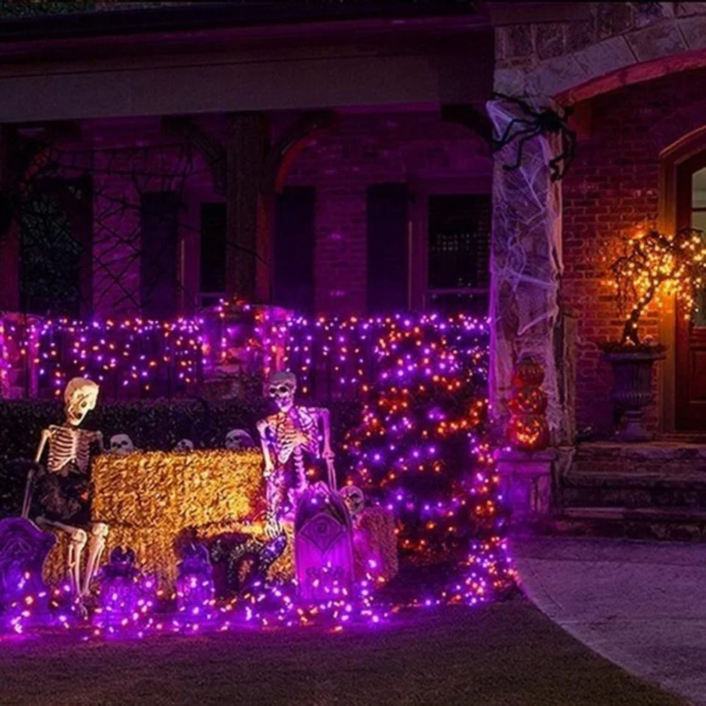 Halloween Purple Orange 12ft x 5ft 8 Modes 360 LED Net‎ Lights